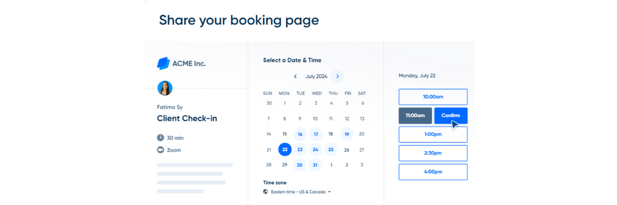 Screenshots from calendly scheduling software to comapre calendly vs acuity scheduling